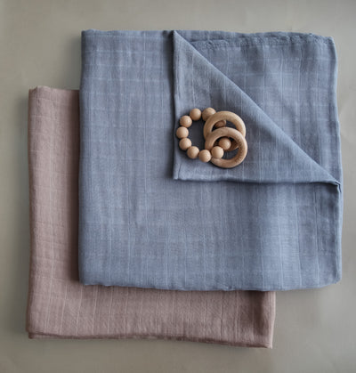 Large Muslin Blanket & Teether Ring - Boho Mudcloth